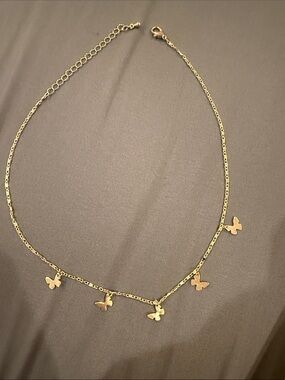 Butterfly Charm Necklace - Women's Delicate Chain